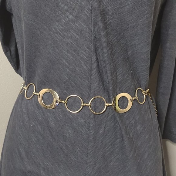 Gold Tone Round Link Metal Belt 43 Inches Long - Picture 14 of 14